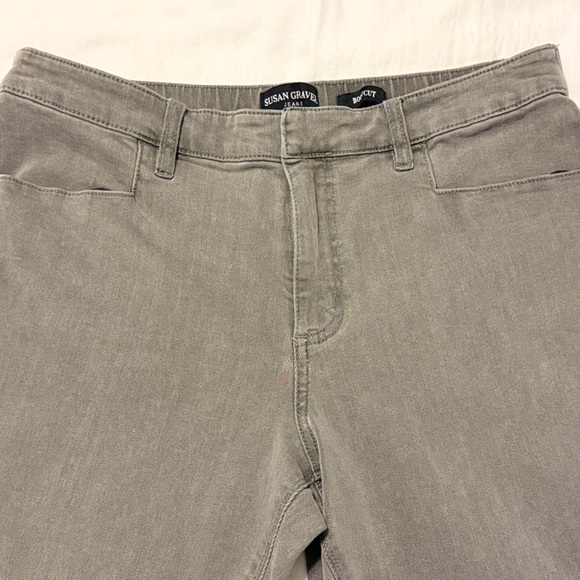 Susan Graver Stretch Denim Bootcut Classic Jeans Gray Wash - Picture 2 of 4